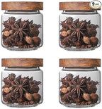 Glass candy Containers - 16oz kitchen Glass Airtight Storage jar With Acacia Airtight Lid，for kitchen Seasoning, coffee bean, tea, suger, herbs (9)