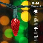 2 Pack 100LED C6 Christmas Lights Battery Operated, 16.4FT C6 Christmas Lights Battery Powered with Timer, 8 Modes, Waterproof for Outdoor Garden Patio Indoor Xmas Tree Bedroom Party, Multi-Color