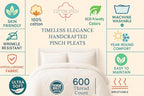 COTTON STICH King Pillow Shams Set of 2 White Pinch Pleated Pillow Shams King 20x40 Pillow Covers Hotel Quality 100% Egyptian Cotton 600 Thread Count