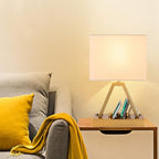Briever Touch Control Table Lamp, 3-Way Dimmable Desk Lamp with USB C & USB A and AC Outlet, Bedside Lamp with Phone Stand and Fabric Shade for Bedroom, Living Room,Bulb Included, Gold