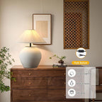 Farmhouse Table Lamps Black 18.8" Tall Ceramic Table Lamp Rustic Southwestern Clay Pot Ceramic Lampshade with Fabric Shade Bedside Nightstand for Living Room Bedroom House Office Entryway (White)