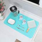 Silicone Dish Drying Mat for Multiple Usage,Easy clean,Eco-friendly,Heat-resistant Silicone Mat for Kitchen Counter or Sink,Refrigerator or Drawer Liner Mint 4XL 32 inches x 18 inches