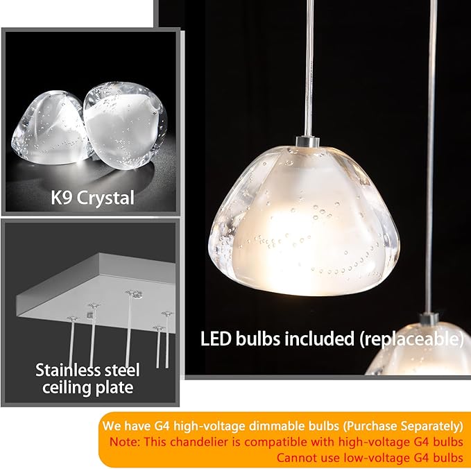 24-Lights Modern Rectangular Crystal Chandelier LED Raindrop Ceiling Pendant Light Crystal Lighting Fixture for Living Room Hotel Staircase Hallway Foyer Entryway Bedroom Silver