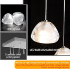Rectangular Crystal Chandeliers for Living Room Dining Room Light LED Pendant Lights Fixtures Lighting Chandelier for Foyer Entrance Silver