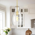 2-Pack Pendant Lights Kitchen Island, 8" Gold Hanging Light Fixtures with Clear Glass Shade, Modern Brass Kitchen Pendant Lighting Over Island for Dining Room, AD-25045-2PB-GD