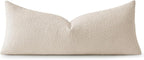 MIULEE Textured Boucle Throw Pillow Cover Beige Accent Solid Lumbar Pillow Case Decorative Soft Pack of 1 Couch Cushion Chair Sofa Bedroom Livingroom Home Decor,36x14 Inch