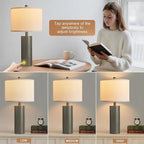 Table Lamps for Living Room Set of 2, 24.5" Modern Table Lamps for Bedroom with USB C+A Ports, Creative Stripe Touch Lamps for Nightstand, 2 Bulbs Included