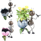 Sungmor 15" Tall Ants Planter, 2PC Pink & Blue Pack, Lovely Ant Statue Metal Flowerpots, Vintage Color Painted Lifelike Decorative Garden Pots, Adorable Animal Plant Pots, Planters for Outdoor Plants