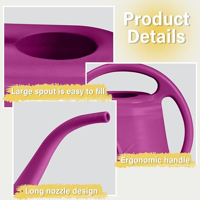 Watering Can - for Home Plant Garden - 1 Gallon - Rose Red