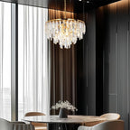 Gold Crystal Chandeliers Modern Contemporary Round Dining Room Chandelier 4-Tier 6 Lights Dimmable Top K9 Luxury Ceiling Hanging Pendant Light Fixture for Living Room Bedroom Foyer 18"