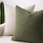 MIULEE Textured Boucle Throw Pillow Cover Olive Green Accent Solid Lumbar Spring Pillow Case Decorative Soft Pack of 1 Couch Cushion Chair Sofa Bedroom Livingroom Home Decor,12x20 Inch