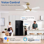 42Inch Smart Ceiling Fan with Lights Remote,APP&Voice Alexa WIFI Controled,Quiet Reversible DC Motor,Dimmable LED,Indoor Outdoor,Small Modern Ceiling Fan,for Bedroom Patio Porch,Gold White&Black