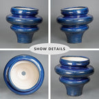 Ceramic Pots for Plants - 11 Inch Ceramic Planter with Drainage Hole, Unique Planters for Indoor Outdoor, Large Decorative Flower Pot, Home Office Room Decor, Gifts for Plants Lover, Blue