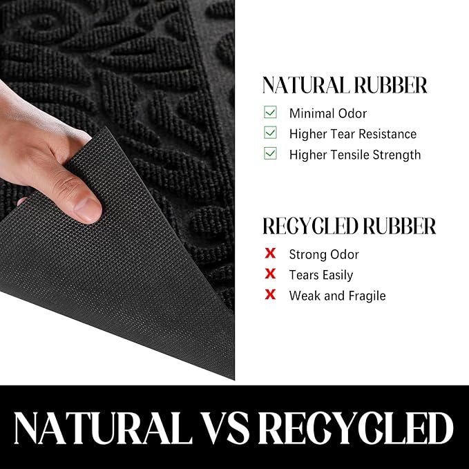 Yimobra Large Welcome Mat 60x36, Waterproof Non-Slip Outdoor Mats for Front Door Outside Entrance, Low-Profile Entryway Mat Indoor for Garage Patio, Black