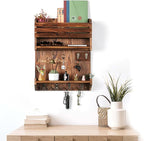 Key Holder, Wall Mounted Mail Organizer, Keys Holder on Wall with 9 Key Hooks, Umber