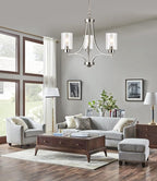 BOZO 3 Light Modern Chandelier Brushed Nickel Pendant Lighting Clear Glass Shades Contemporary Ceiling Light Fixtures for Dining Room Kitchen Living Room