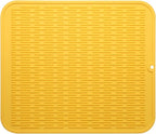 Silicone Dish Drying Mat for Multiple Usage,Easy clean,Eco-friendly,Heat-resistant Silicone Mat for Kitchen Counter or Sink,Refrigerator or Drawer Liner Yellow 2XL 24 inches x 18 inches