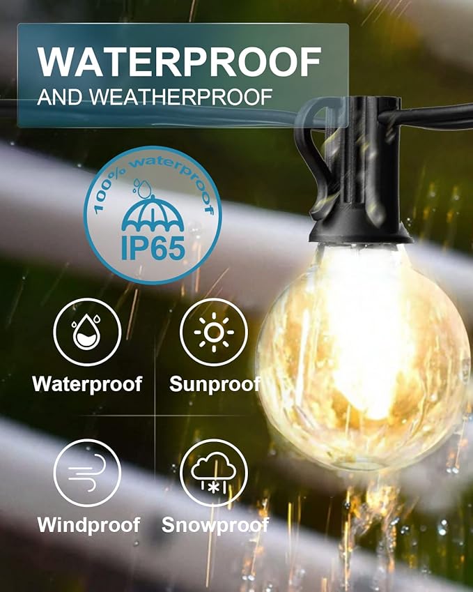 Lightdot 100FT Outdoor Led Patio Lights, ETL Listed Led String Lights with Shatterproof Edison Vitage Bulbs, Commercial Grade Hanging Light for Patio Cafe Bistro Backyard