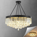 Black 9-Light Crystal Chandelier 22'' Modern Semi Flush Ceiling Crystal Hanging Light Fixture Sparkling Decoration for Entryway Bedroom Living Dining Room Kitchen Island Hallway Foyer