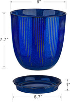 ADN Large Plant Pot Indoor Planters Ceramic Pot for Plants with Drainage Hole and Saucer for Flowers and Plants, Navy, 8 Inch