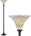 JONATHAN Y JYL8007A White Tiffany-Style 70" Torchiere LED Floor Lamp, Tiffany, Traditional, Art Nouveau Style, Office, Living Room, Family Room, Dining Room, Bedroom, Hallway, Foyer, Bronze