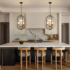 Black and Gold Chandelier for Dining Room, 8-Light Farmhouse Entryway Light Fixture Adjustable Pendant Lights Kitchen Island Rustic Kitchen Chandelier for Entryway, Living Room, Foyer