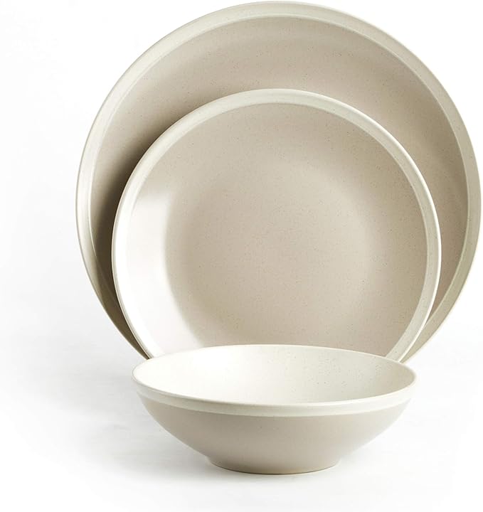 Rock Ridge Speckled Stoneware Dinnerware Set (18pc Set, Sands and Ivory)