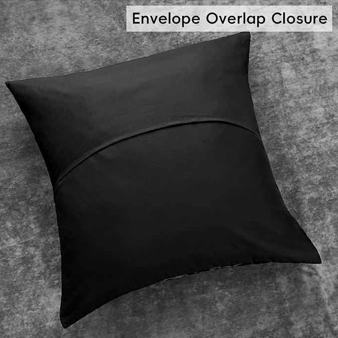 PHF Truly Velvet Euro Sham, 26"x 26",No Insert, 2 Pack Color Gradient Euro Throw Pillow Covers, Ultra Soft Cozy European Pillow Covers for Luxurious Home Decorative, No Shedding, No Pilling, Black