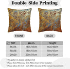 KSLIDS Brown Rust Soft Velvet Throw Pillow Covers Set of 2 Gold Orange Teal Rustic Decorative Pillow Covers 18x18 Inch Rusty Copper Metallic Bronze Pillow Case for Sofa Couch Living Room Home Decor