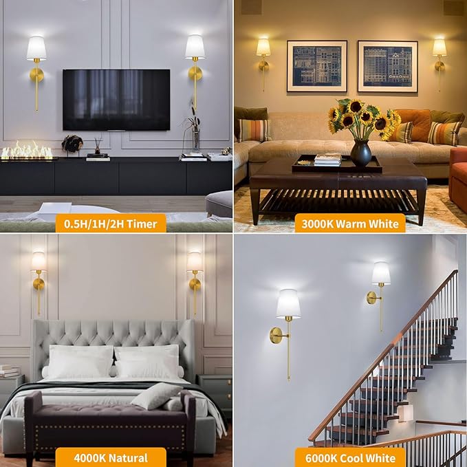 Auzev Battery Operated Wall Sconces Set of 2, Cordless Wall Lights for Living Room, Rechargeable Sconce Wall Decor Bedroom Wall Lamps with Remote Dimmable Sconce Lights No Wiring, Linen Shade