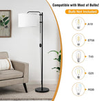GyroVu Floor Lamp for Living Room, Adjustable Height Standing Lamps with 350° Rotate White Lampshade, 67.5-Inch Modern Tall Lamp Dimmable Floor Lamps for Corner Bedroom Home Office (Bulb Included)