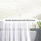 LaCyan 3 in 1 Waterproof Waffle Weave Shower Curtain and Clear Liner Set with 12 Stainless Steel Hooks Double Sided for Bathroom 72 Inches Heavy Duty Polyester Fabric Shower Curtains 72x72