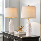 23.75-inch Ceramic Table Lamps Set of 2 for Living Room, Bedside Lamp for Bedroom and Farmhouse Nightstands or End Tables