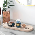 Oval Travertine Stone Tray for Jewelry, Candles, Perfume, Decorative Marble Bathroom Tray for Countertop Organizer 11.8inch x 6inch x 0.7inch