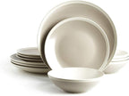 Rock Ridge Speckled Stoneware Dinnerware Set (12pc Set, Sands and Ivory)