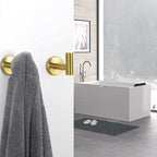 NearMoon Bath Towel Hooks- SUS 304 Stainless Steel Robe Hook Holder, Heavy Duty Coat Hook for Bathroom Livingroom Hotel Kitchen Garage, Wall Mounted (Brushed Gold, 8 Pack)