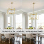 Gold Chandelier, 5-Light Dining Room Light Fixture Modern Metal Chandelier Pendant Lighting for Farmhouse Kitchen Living Room Entryway (Gold, E12 Bulbs Not Included)
