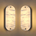 2 Pack 2 Light Oval 12" Alabaster Marble Bathroom Wall Sconce Modern Concise Style Wall Light Fixture,Dark Gray Finish for Bedroom Hallway Bedside