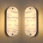 2 Pack 2 Light Oval 12" Alabaster Marble Bathroom Wall Sconce Modern Concise Style Wall Light Fixture,Dark Gray Finish for Bedroom Hallway Bedside