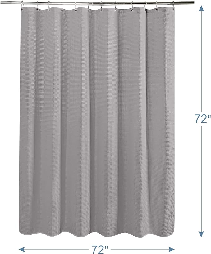 AmazerBath Grey Shower Curtain, Waffle Shower Curtain Gray, Premium Fabric with Waffle Weave, Heavy Duty 240GSM, Hotel Quality Bathroom Shower Curtains, 72 x 72 Inches