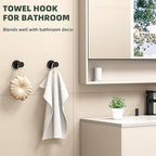 APLusee Matte Black Robe Towel Hook for Bathroom, 2 Pack Stainless Steel Coat Hooks, Heavy Duty Wall Hangers Wall Mounted