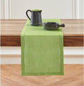Solino Home Linen Table Runner 72 Inches Long - 100% Pure Linen Chambray Lime Green Table Runner 14 x 72 Inch - Milan Hemstitch