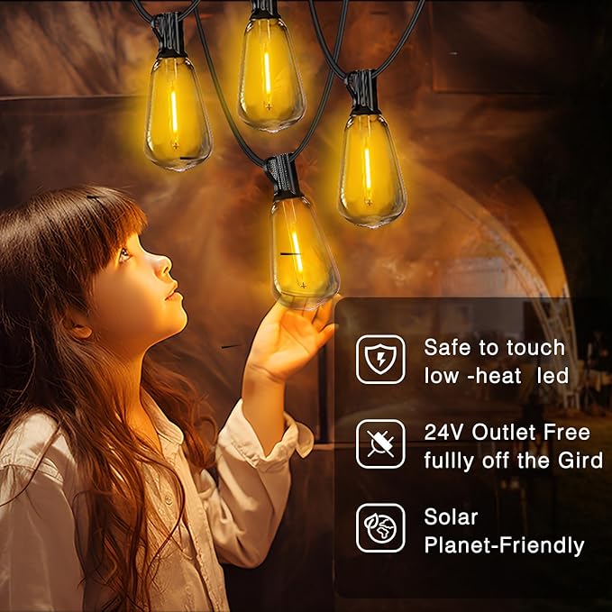 DAYBETTER 150ft Solar String Lights Outdoor Waterproof, 75 Bulbs 2700K Warm White Energy-Saving, Solar Lights for Garden, Patio, Backyard - Perfect for Homeowners