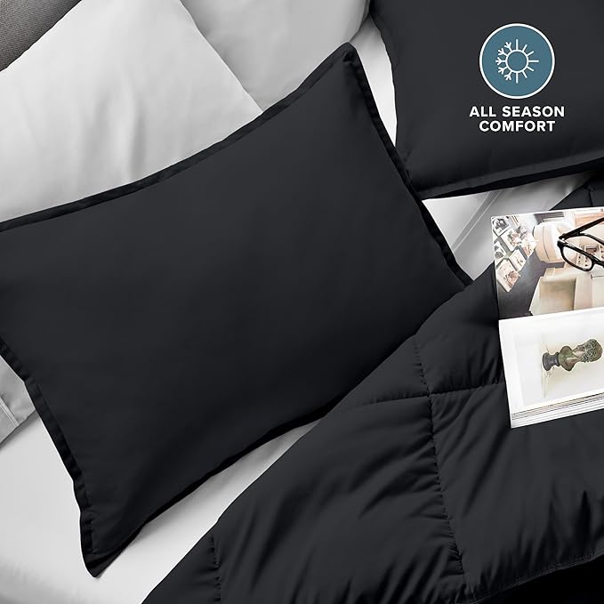 Bare Home King Pillow Sham Covers - Set of 2 - Premium 1800 Ultra-Soft Microfiber - Double Brushed - Stain & Fade Resistant - Bed Pillow Shams - Pillows Not Included (Set of 2, Black)
