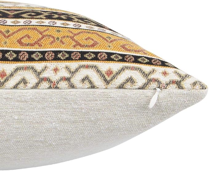 Kilim Throw Pillow Covers Mustard Yellow and Black - 20 x 20 Inches Boho Decor for Couch, Decorative Pillows, Bohemian Outdoor Case for Farmhouse, Cushions for Living Room, Patio