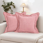 HAUSSY Scalloped Pillow Covers 16x16 Set of 2,Decorative Throw Pillows Cute Aesthetic Preppy Cushion Covers for Couch Bed Living Room,Pink
