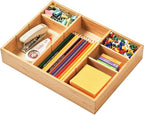 Umilife Desk Drawer Organizer, Bamboo Wood Organizer Tray with Adjustable Compartments, Office Desk Accessories Supplies Organization Storage, 12" x 9"