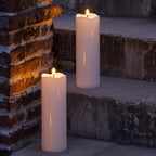 2pack 4"*12" Large Waterproof LED Battary Operated Candles with Remote, Flickering Pillar Electric Flameless Candles for Christmas, Outdoor Larterns,White