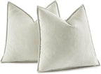 MIULEE Pack of 2 Christmas Cream Decorative Pillow Covers 22x22 Inch Soft Chenille Luxurious Couch Throw Pillows Farmhouse Cushion Covers Euro Shams with Elegant Design for Sofa Bedroom Home Decor