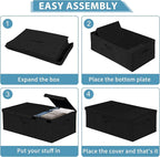 Deep Under Bed Storage Container, 10" Tall Height Underbed Box Bin with Lids 31" Long Large Basket for Under Bed, Bedroom, Dorms, Clothes, Bed sheets, Blankets, 2 Pack, Black